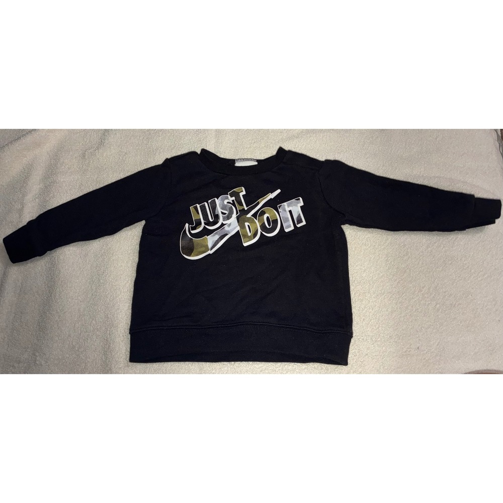 Nike Kids Just Do It Camo Swoosh Fleece Sweatshirt Black 18M 66K402-023